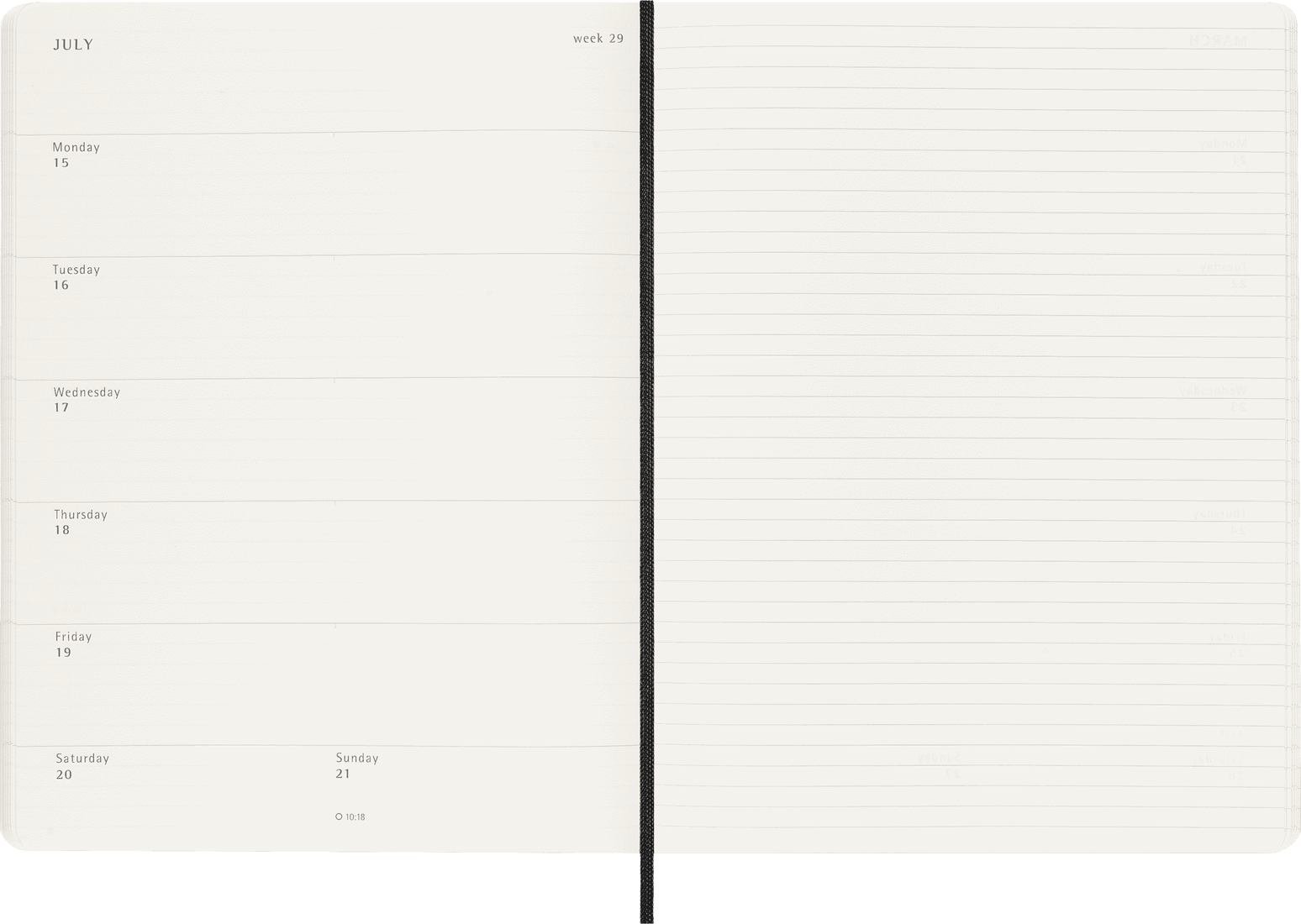 Moleskine's weekly layoutl