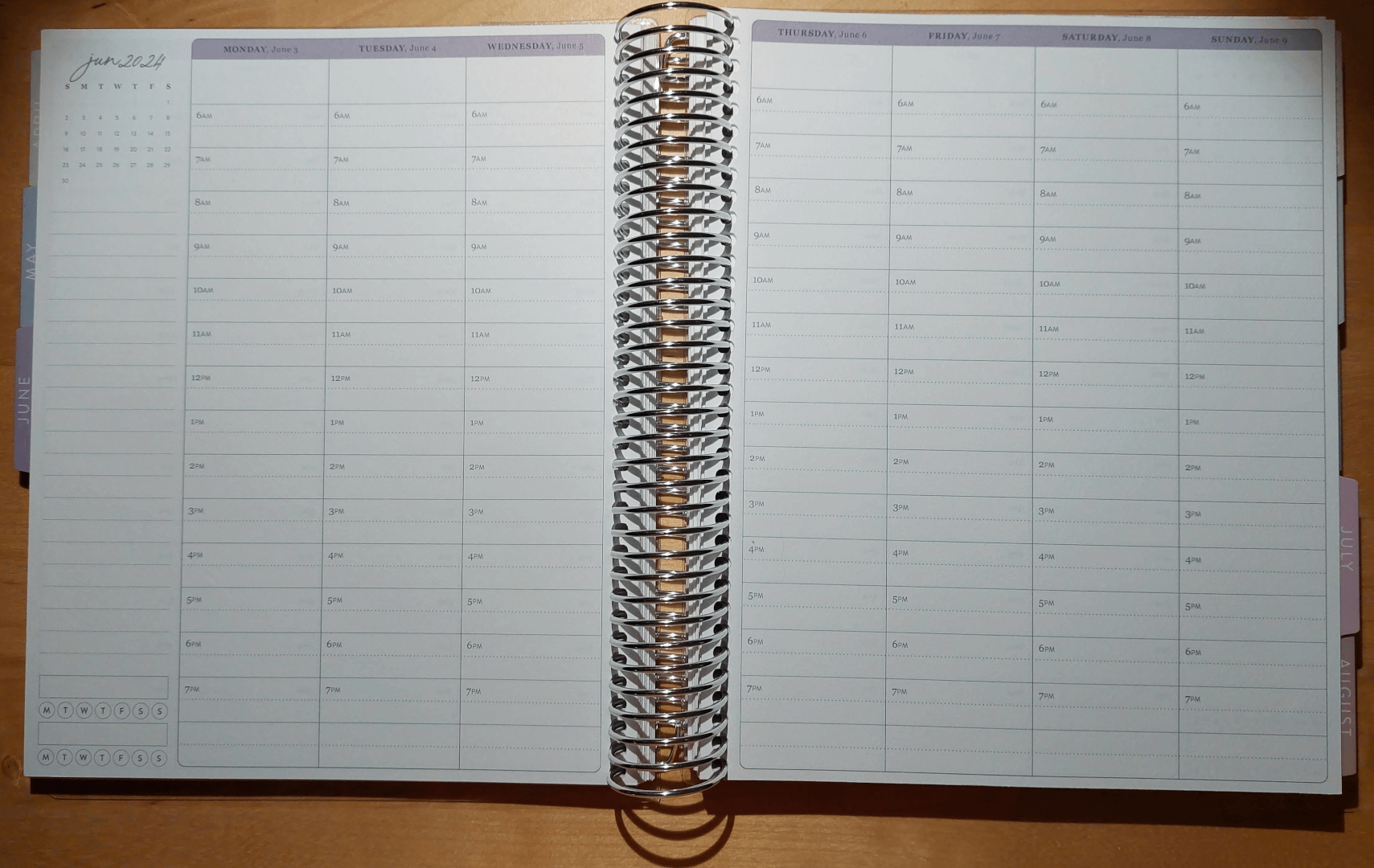 Photo of hourly planner