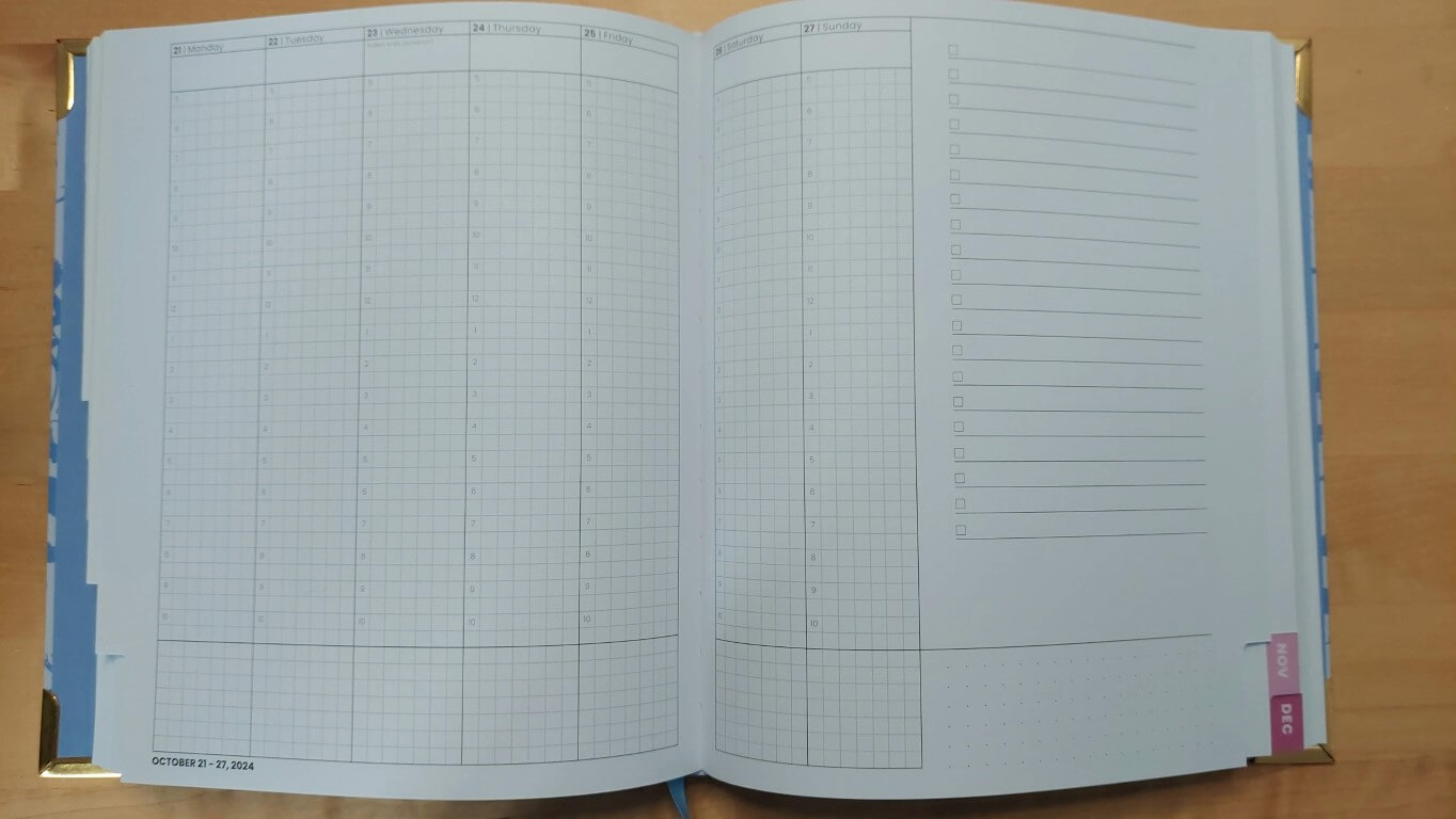 Main layout of the hourly Sprouted Planner
